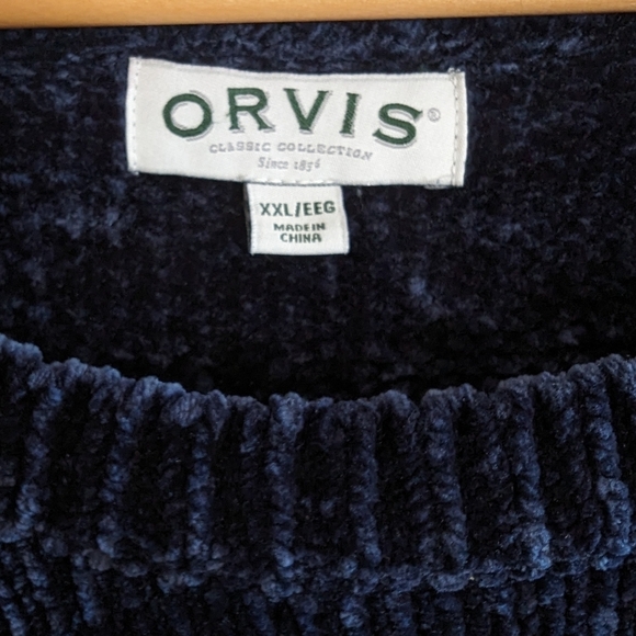 Orvis Scoop Neck Chenille Sweater XXL Navy Blue Super Soft Knit Plus Curvy - Picture 12 of 15